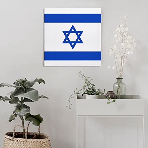 The Flag Of Israel Wall Art Decor Contemporary Patriotic Canvas Print Painting For Home Bathroom Living Room Bed 20X20 Inch Gifts For Israel #TOP3