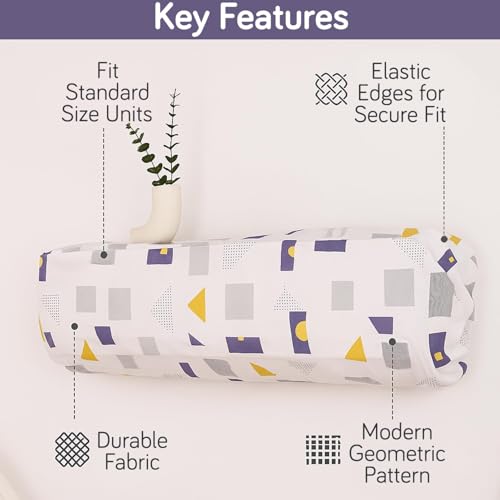 Image of HOKIPO AC Cover compatible with most 1 Ton & some 1.5 Ton Split AC | Fits AC Units upto Size 95x31x21 cm | Dustproof, Waterproof & Washable Indoor Unit Cover | Geometric Abstract (NEW-D1-AR5873)