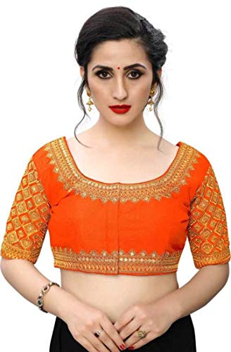 Readymade Blouse Saree Banglory Silk Blouse Party Wear Blouse Saree Latest Saree Blouse 179 Orange