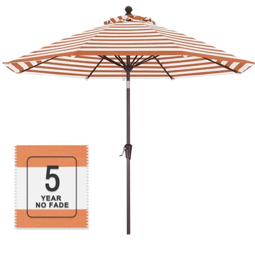 Image of MASTERCANOPY 9ft Olefin 5-Year-Non-Fading Patio Umbrella Orange & White