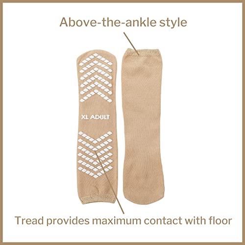 McKesson Slipper Socks [48 Pairs], Non Slip Grip Hospital Socks, Size XL, Adult Shoe Size 7.5 to 10, Grippy Slipper for Men & Women, Tan, Single Tread, Soft and Breathable, Anti-Skid Safety Grip4