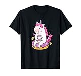 Einhorn mit Donut und Kaffeebecher To Go - Unicorn T-Shirt T-Shirt