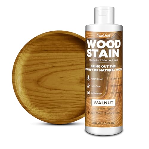 Water Based Wood Stain Walnut 8.5oz/250ml, Matte Fast Drying Wood Stain, Low Odor Non-Toxic Indoor Outdoor Wood Paint for Furniture, Cabinet, Door, Window, Wardrobe, Paneling, Trim & Multiple Finishes