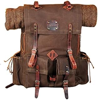 Handmade | Buschraft Rucksack | Camping Backpack | Brown Waxed Canvas | Bag | Camping |Bushcraft | Hiking | 50 Liters | Personalization