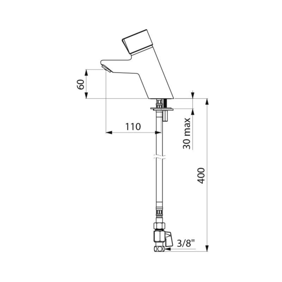 Mitigeur de lavabo temporisé Tempomix DELABIE F3/8 + robinet d'arrêt - 795000