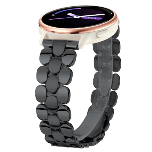 Dressy Watch Bands for Garmin Vivoactive 5/6/Forerunner 55/165, 20mm Stainless Steel Watch Bands for Garmin Watch for Women Black