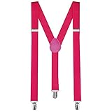 Y - Form tumundo 1 Stück Hosenträger mit 3 Clips Pink Neon Breit Damen Y-Form Elastisch für Hose Unisex Träger