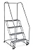 Cotterman - 4TR18A6E10B8C1P6-4-Step Tilt and Roll Ladder, Perforated Step Tread, 70 in Overall Height, 450 lb Load Capacity