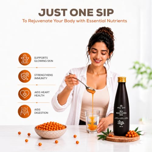 Image of Sea Buckthorn Juice (300ml) | Antioxidant Rich Immunity Booster Drink | Natural Vitamin C Omega 3 6 7 9 Superfruit Juice for Skin Glow, Digestion & Energy | No Added Sugar