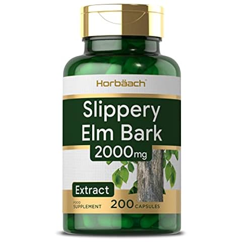 Slippery Elm Capsules | 2000mg | 200 Powder Capsules | No Artificial Preservatives | by Horbaach Cover
