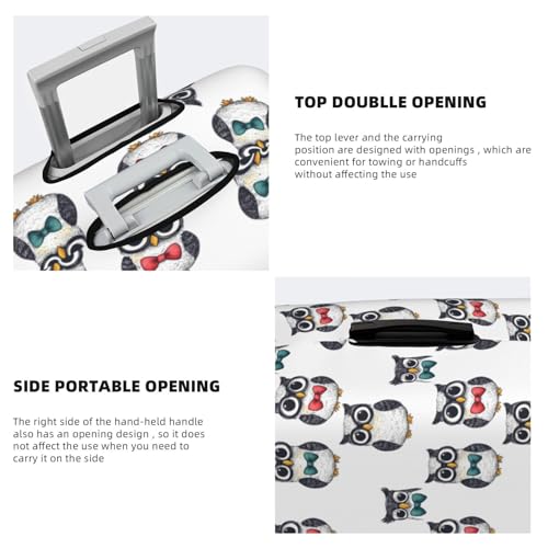 Luggage Cover Protector - Bow Tie Owl Print Suitcase Covers for Luggage Fit 25-28 Inch Suitcase4