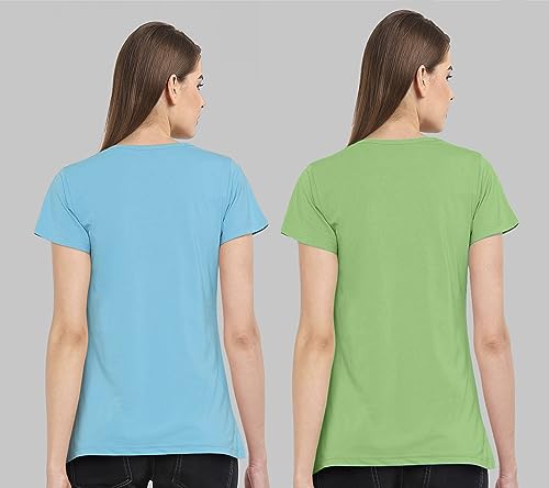 Image of Combo Women's T-Shirts, Cotton Half Sleeves Round-Neck Printed T-Shirt for Girls, & Women Tees (Pack of 2) 960-980-