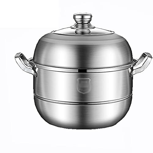 Olla De Vapor De Acero Inoxidable para Cocinar, Juego De Sartenes para Vapor, Ollas Grandes con Tapa De Vidrio, Accesorio para Vaporera, Vaporera para Cocina, Color Plate,