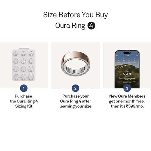 Image of OURA Ring 4 - Rose Gold - Size 9 - Smart Ring | Size First Ring 4 Sizing Kit | Sleep Tracking Wearable - Heart Rate - Fitness Tracker - Up to 8 Days Battery Life