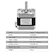 Usongshine Nema 17 Stepper Motor 42 Motor 1.5A (17HS4401) High Torque 42N.cm (60oz.in) 42BYGH 1.8 Degree 38MM 4-Lead with 1m Cable and Connector for DIY CNC 3D Printer