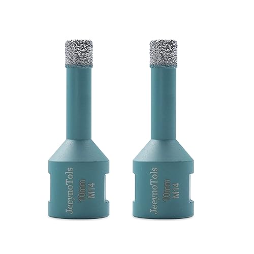 JeeynoTols Dry Diamond Core Drill Bit 2pcs 10mm - Tile Drill Bit Porcelain Ceramic Tile Granite Marble Hole Saws with M14 thread
