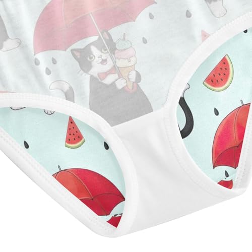Kids Underwear, Cute Cat Watermelon Umbrella Toddler Girl Panties, Cotton Underwear for Girls, 2T–8 Years4