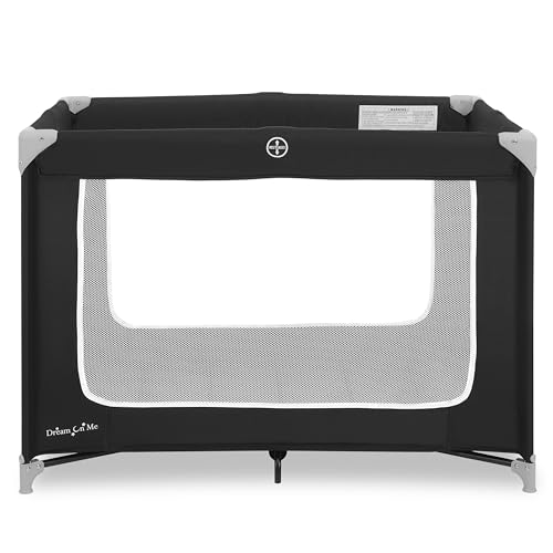 Image of Dream On Me Zoom Portable Playard in Black, Lightweight, Packable and Easy Setup Baby Playard, Breathable Mesh Sides and Soft Fabric - Comes with a Removable Padded Mat