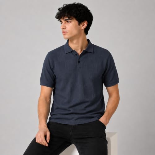 Image of TOPLOT Men's Polo T Shirt | Half Sleeve Design | Comfortable Fit Wear | Stylish Casual Look | Breathable Feel |Modern Style | Easy Movement | Casual & Everyday Wear (5280)