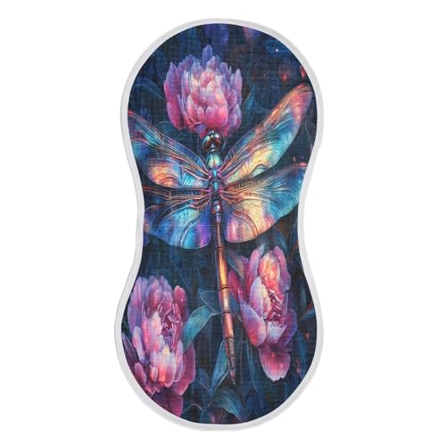 Colorful Dragonfly Plant Burp Cloths Cotton Baby Washcloths,Large 22x11in Burping Cloth Absorbent and Soft for Newborn Baby Boys and Girls,4 Pack
