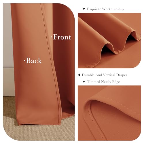 Image of PONY DANCE Burnt Orange Short Blackout Curtains 36 inch Length for Kitchen, Privacy Small Black Out Grommet Half Window Drapes for Bathroom Cabinet Camper RV Bunk(W42 x L36 inch, 2 Panels)