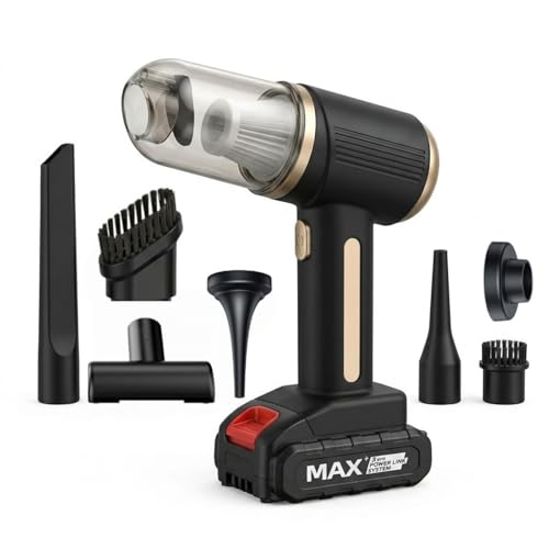 RAYPOW Aspirador de Mano Sin Cable 2 en 1 con Soplador de Aire, Mini Aspiradora y Soplador de Aire para Coche, 120W, 7 Accesorios, Filtro HEPA Avanzado, Ligero para Coche,Hogar y Oficina