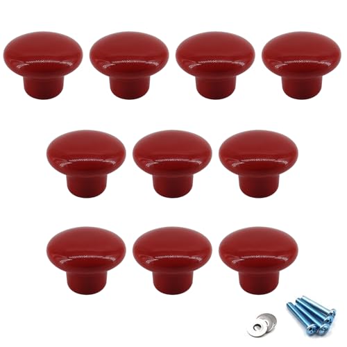 Flomore rouge Poignées et boutons de tiroir ceramique poignée de meuble porte bouton Pour la chambre des enfants Pack de 10 (vient avec des vis)