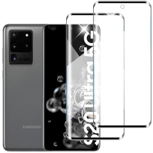skoxno (2 Pack) Screen Protector for Samsung Galaxy S20 Ultra 3D Curved Full Coverage Bubble Free Anti-Scratch HD Clear Tempered Glass Film