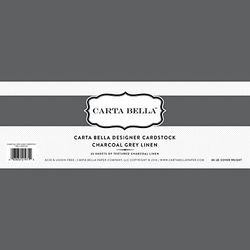 Carta Bella Paper Company CBDC601 Charcoal Grey Linen Cardstock, 80 lb