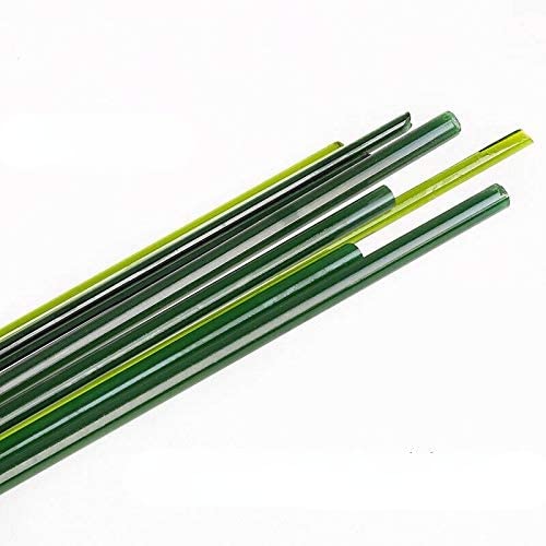POGUT 250g Dia2~3mm Fusing Glass Noodels L40-50mm Stringer COE 85 Lampworks Glass Rods (Green Mix)