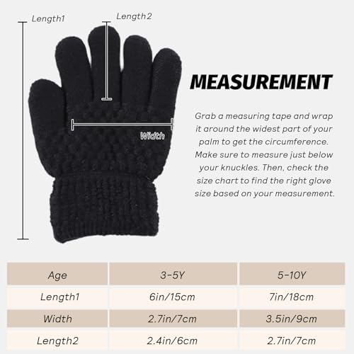 Image of JANGANNSA Cold Weather Kids Gloves Warm Knitted Children Magic Glove With Fleece Lining Winter Gloves For Boys Girls