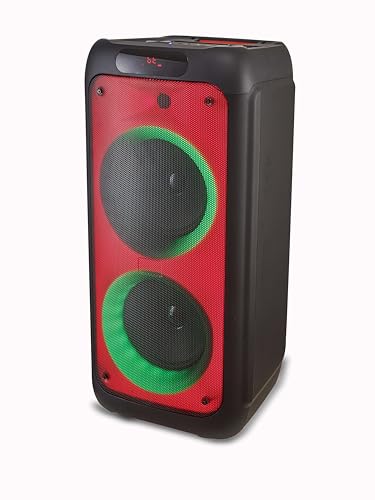 Image of Party Waves 700 | 100W Portable Bluetooth RGB Subwoofer Speaker with FM /USB /AUX /SD Slot, Include Remote Control, Wireless Microphone | 6 Hours Play Time | Party Lights and Carry Handle, Black