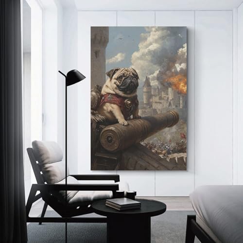 Pintura poster impresiones lienzo dormitorio tematica perro carlino 3