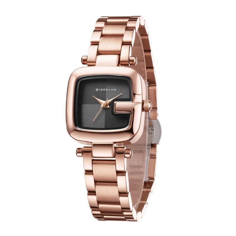 Image of Giordano Monogram Watch for Women Dial with Metal & Leather Strap Fashionable Design, Water Resistant Quartz Analog - Perfect for Casual & Office Wear