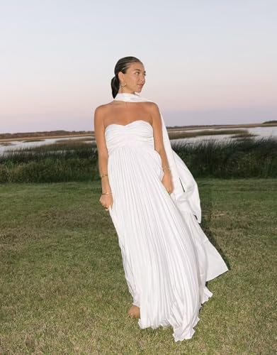 Lindo Novia Chiffon Bridesmaid Dresses for Women with Scarf Strapless A-Line Formal Wedding Guest Dress for Teens3