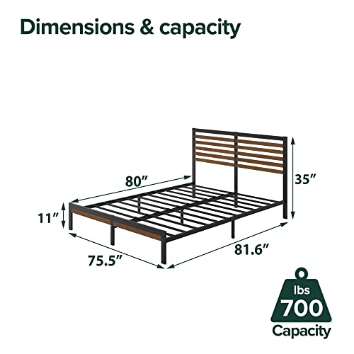 Image of Zinus Kai Bamboo and Metal Platform Bed Frame with Headboard, No Box Spring Needed, Easy Assembly,King, Brown