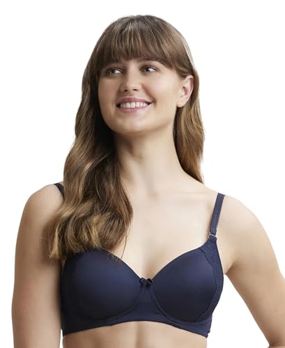 Image of Jockey 1816 Women Wirefree Padded Soft Touch Microfiber Elastane Stretch Full Coverage T-Shirt Bra with Lace Styling