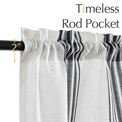 Jinchan DYMRP-COLIN-5016C08 Striped Linen Valance Curtain 16 Inch Vertical Striped Valance For Kitchen Bathroom Light Filtering Window Treatment Rod Pocket Farmhouse Rustic Semi Sheer Short Window Curtain 1 Panel Black thumb #5