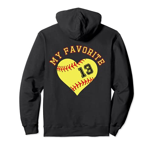Softball Player 13 Jersey Outfit No #10 Sports Fan Pullover Hoodie, Black