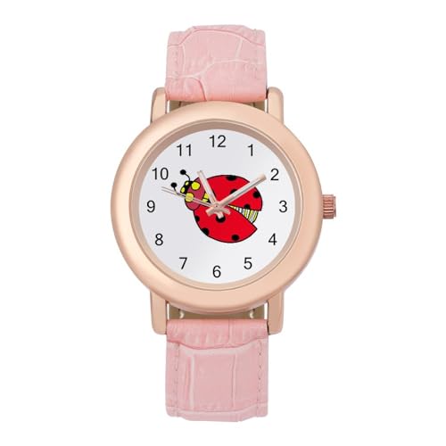 Ladybug Lady Classic Watches for Women Funny Graphic Pink Girls Watch Easy to Read
