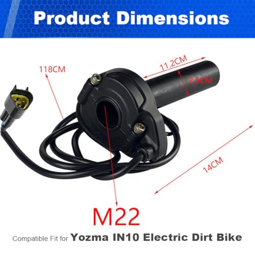 Image of Compatible Fit for Yozma IN10 Valtinsu Strike Shadow SX Electric Dirt Bike Twist Throttle, Full Twist Throttle Handle with Male Connector, Rolling Bearing & Cable Kit
