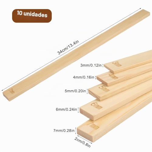 Miniatura 2 de 10 Pcs 5 Tamaños Bastones Guías De Espesor De Rodillo, Guías Para El Grosor De Arcilla, Guía Rodillo Madera Guías, Herramientas Ceramica Para Herramienta Espesor Con Arcilla Polimérica Con Cerámica