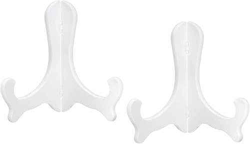 uxcell 2pcs 6" soporte de placa de caballete, soporte de exhibición plegable plástico blanco para marco de imagen decorativo