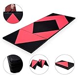 COSTWAY Weichbodenmatte klappbar, Gymnastikmatte tragbar, Yogamatte Turnmatte Klappmatte Fitnessmatte 240 x 120 x 5 cm (Rot)