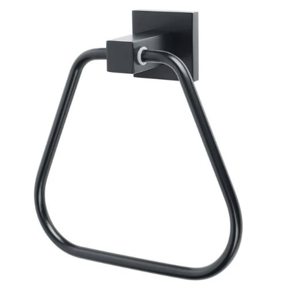 Porte-serviette rond en acier inox 304 noir mat avec support mural durable