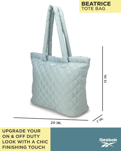 Image of Reebok Womens Tote Bag - Lightweight Carry On Puffer Quilted Tote Bag for Travel Work Travel and Daily Essentials