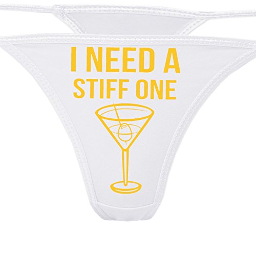 Image of Knaughty Knickers - I Need A Stiff One White Thong - Fun Flirty Underwear - Panty Game Bachelorette Bridal Lingerie Shower