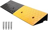 bimiti 1 Pack 4' Rise Rubber Kerb Ramp, 100x25x10cm Heavy Duty Threshold Ramps Large Load Capacity Non-Slip Ramp for Doorway Sidewalk Car Bike Motorcycle Scooter Wheelchair