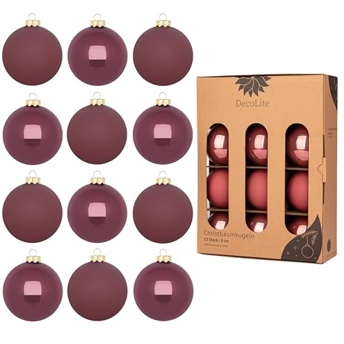 Weihnachtskugeln 8 cm Ø - 12er Set aus Glas inkl. Aufhänger |...