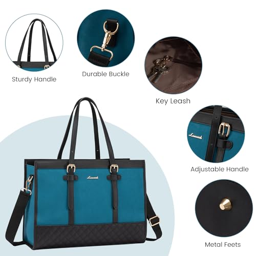 Image of LOVEVOOK Laptop Bag for Women 15.6 inch Canvas Laptop Tote Bag, Large Capacity Work Bag with Clutch Purse, Computer Bag Office Business Briefcase, Casual Handbag for Travel College Teacher School
